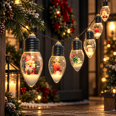 Snow Globe Christmas String Lights