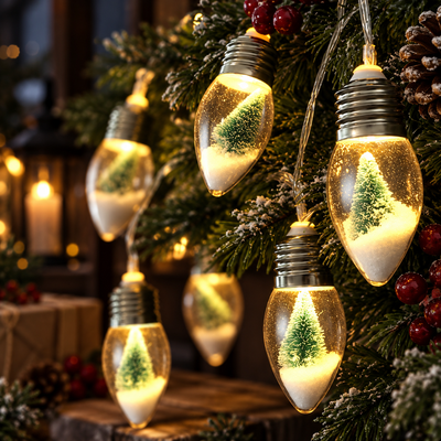 Snow Globe Christmas String Lights