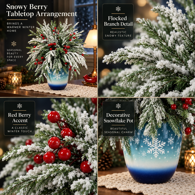 Norfolk Pine and Red Berry Stems