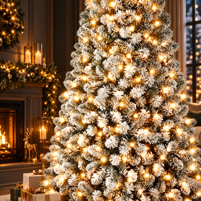 Snow Flocked Pre-Lit Christmas Tree
