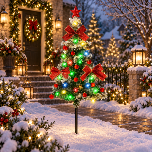 Solar Christmas Tree Stake Lights, 2-Pack