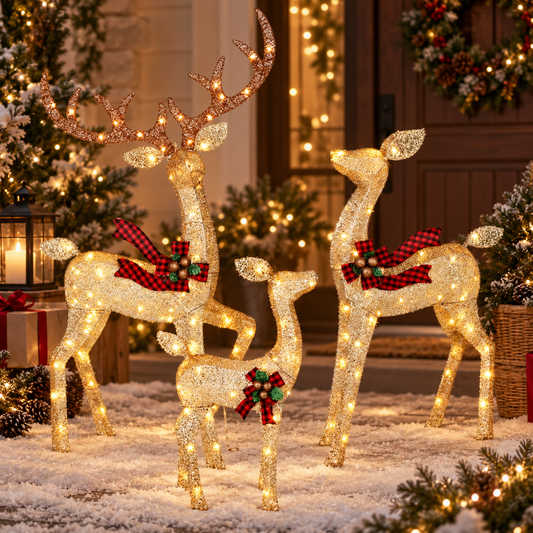 LED Reindeer Outdoor Christmas Set