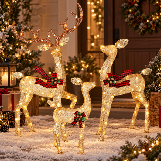 LED Reindeer Outdoor Christmas Set