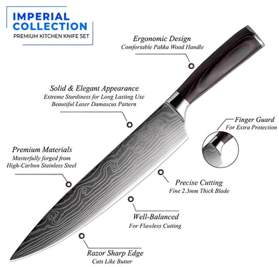 Damascus Steel Chef Knife Set - Premium Layout