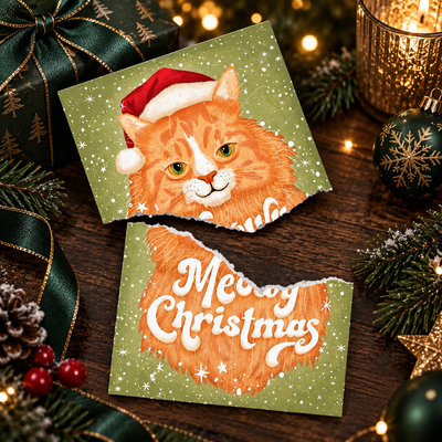 Endless Meowing Christmas Prank Card