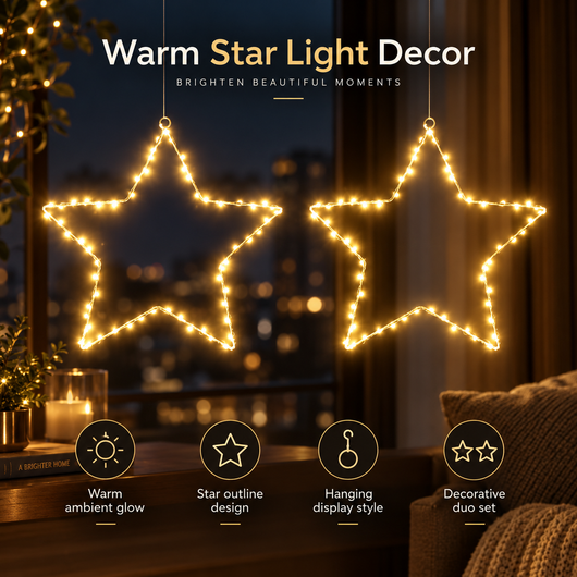 LED Metal Star Wall Lights Set of 2