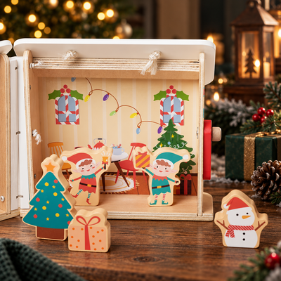 Wooden Christmas Dollhouse Playset
