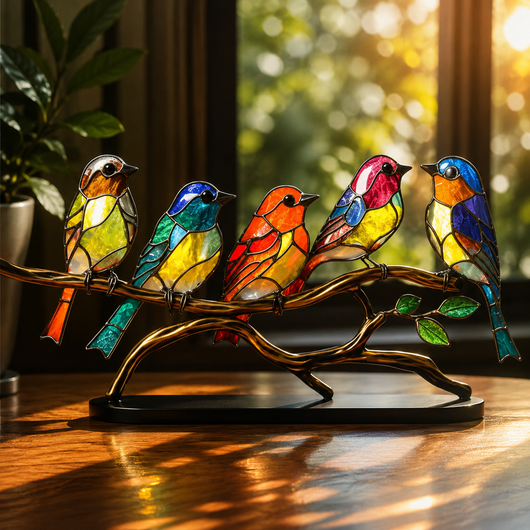 Stained Glass Bird Suncatcher Decoration
