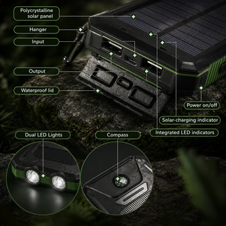 Solar Power Bank 30,000mAh Portable Charger