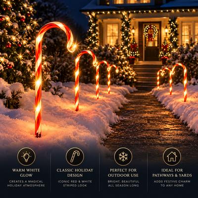 Solar Candy Cane Pathway Lights