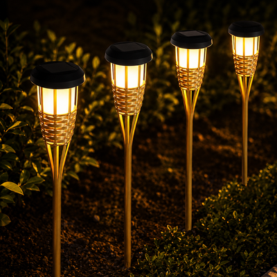 Solar Bamboo Flame Lights 2-Pack