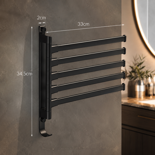 Black Swivel Towel Rack for Bathroom