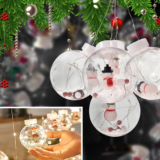 Christmas ball curtain lights with holiday figures inside