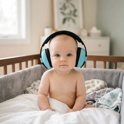 Tiffany Blue baby ear muffs nursery lifestyle