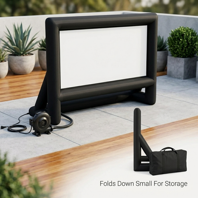 Inflatable movie screen folds down small for easy storage