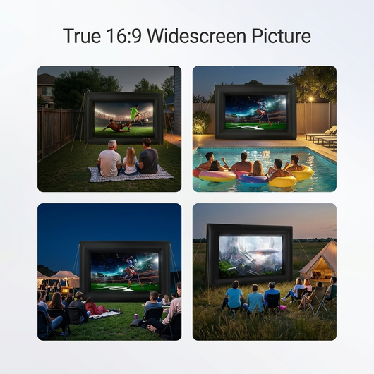 True 16:9 widescreen inflatable projection screen surface