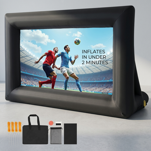 Blow up movie screen inflates in under two minutes with the included blower