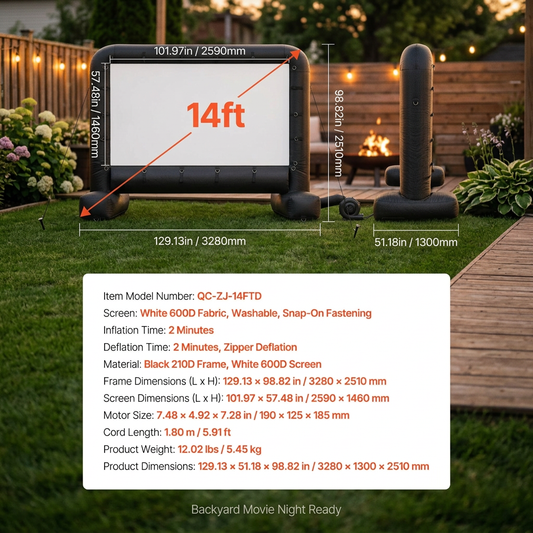 Backyard movie night with a giant inflatable projector screen and blower