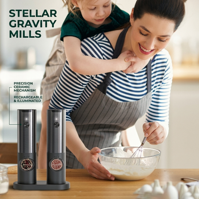 Electric salt and pepper mill set complete kit contents