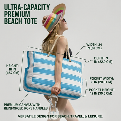 Gray beach tote side bottle pocket detail