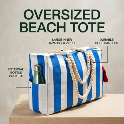 Gray beach tote shoulder strap comfort detail