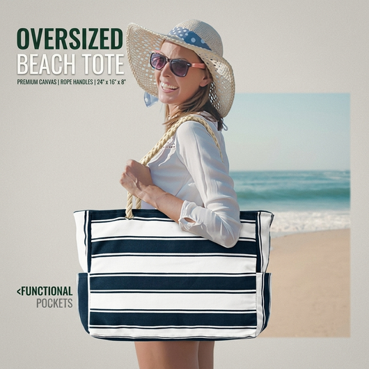 Gray beach tote tear-resistant construction detail