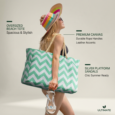 Gray beach tote reinforced base and carry detail