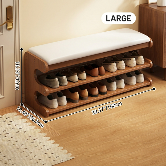 Large size shoe storage bench dimensions 39.37 inches long 10.43 deep 16.54 high