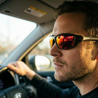 Carbon Look Mirrored Sunglasses