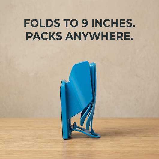 Folding sock aid on neutral backdrop with folds to 9 inches headline
