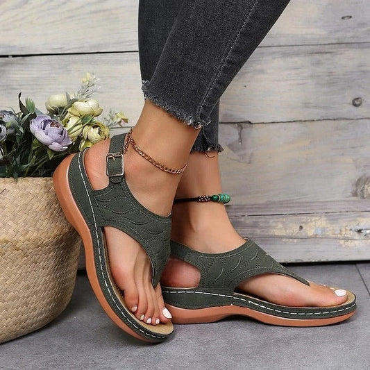 Women's arch support slip-on sandals contoured footbed