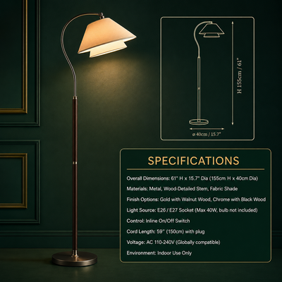 Cygnus Arched Wood Floor Lamp