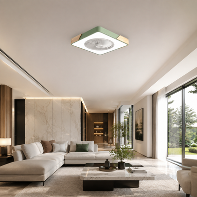Wood Accent Flush Mount Ceiling Fan