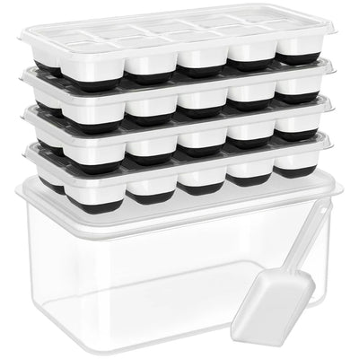 Stackable Silicone Ice Cube Trays with Storage Bin